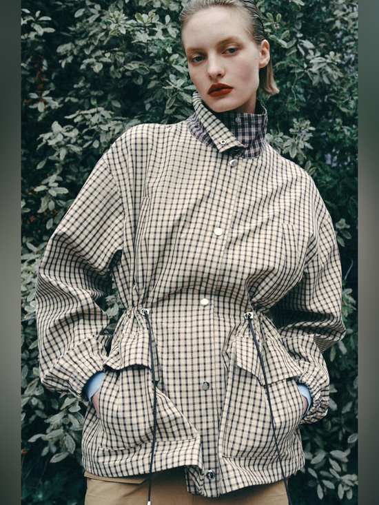 Zara Jackets & Blazers - ZARA ✨VIRAL✨Check High-Neck Jacket